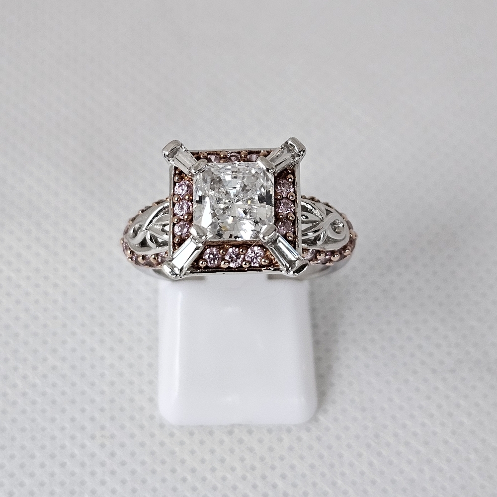Beautiful Victoria Wieck Diamond & Pink Sapphire Simulant Sterling Silver Size 7 - Picture 10 of 10